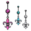 Metallic Black Fleur De Lis Belly Bar