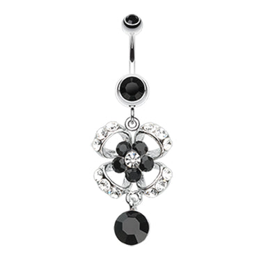 Midnight Bloom Belly Dangle - Dangling Belly Ring. Navel Rings Australia.