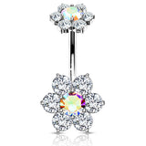 Internally Threaded Joyería Flower Belly Ring - Split Spinal Belly Bar. Navel Rings Australia.