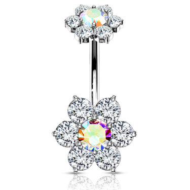 Internally Threaded Joyería Flower Belly Ring - Split Spinal Belly Bar. Navel Rings Australia.