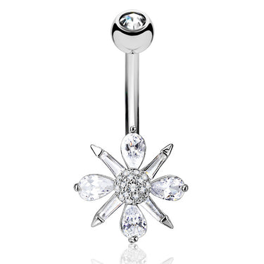 Wild Baguette Bloom Belly Bar - Fixed (non-dangle) Belly Bar. Navel Rings Australia.