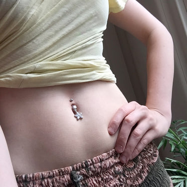Antoinetta Daisy Petal Belly Ring - Dangling Belly Ring. Navel Rings Australia.