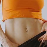 Floral Rhapsody Belly Bar with Rose Gold Plating - Fixed (non-dangle) Belly Bar. Navel Rings Australia.