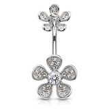 Floral Rhapsody Belly Bar - Fixed (non-dangle) Belly Bar. Navel Rings Australia.
