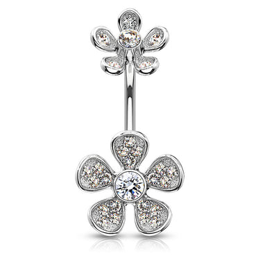 Floral Rhapsody Belly Bar - Fixed (non-dangle) Belly Bar. Navel Rings Australia.
