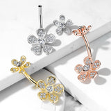 Floral Rhapsody Belly Bar - Fixed (non-dangle) Belly Bar. Navel Rings Australia.