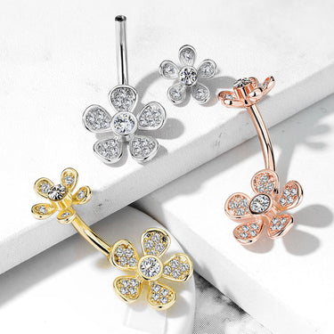 Floral Rhapsody Belly Bar - Fixed (non-dangle) Belly Bar. Navel Rings Australia.