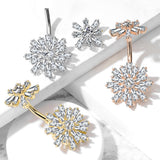 Baguette Fusion Belly Ring with Gold Plating - Fixed (non-dangle) Belly Bar. Navel Rings Australia.