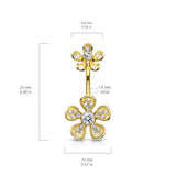 Floral Rhapsody Belly Bar with Rose Gold Plating - Fixed (non-dangle) Belly Bar. Navel Rings Australia.