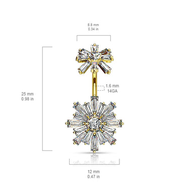 Baguette Fusion Belly Ring - Fixed (non-dangle) Belly Bar. Navel Rings Australia.
