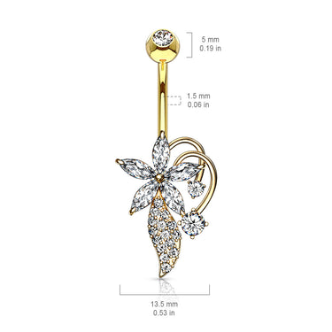 Deja Bloom Belly Ring - Fixed (non-dangle) Belly Bar. Navel Rings Australia.