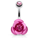 3D Metallic Rosé Belly Bars - Basic Curved Barbell. Navel Rings Australia.