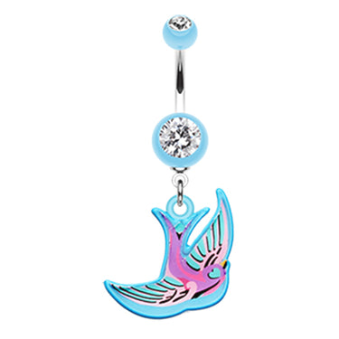 Freedom Bird Dangly Navel Bar - Dangling Belly Ring. Navel Rings Australia.