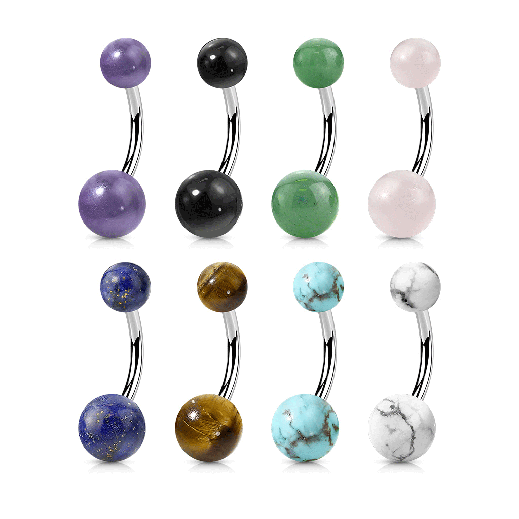 Natural Stone Belly Button Rings. 3 8 10mm 14g