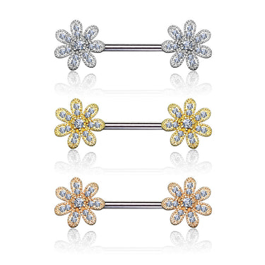 Fusioń Flower Nipple Jewellery with Gold Plating - Nipple Ring. Navel Rings Australia.