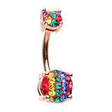 Motley™ of Pride Belly Rings in 14K Rose Gold Plating - Basic Curved Barbell. Navel Rings Australia.