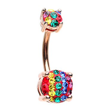 Motley™ of Pride Belly Rings in 14K Rose Gold Plating - Basic Curved Barbell. Navel Rings Australia.
