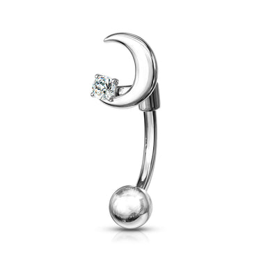 16g Petite Moon Sparkle Reverse Navel Ring - Reverse Top Down Belly Ring. Navel Rings Australia.