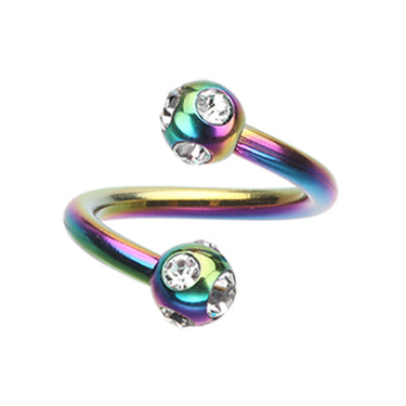 Royale Metallics Multi Gem Spiral Twisters - Spiral Twister Twistie. Navel Rings Australia.