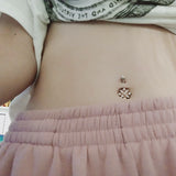 Gem Stacked Snowflake Belly Bar with Rose Gold Plating - Fixed (non-dangle) Belly Bar. Navel Rings Australia.
