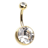 Giant Gem Press Fit Bananabells with Gold Plating - Fixed (non-dangle) Belly Bar. Navel Rings Australia.