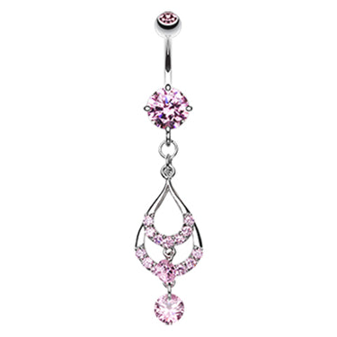 Elaborate Duo Teardrop Navel Ring - Dangling Belly Ring. Navel Rings Australia.