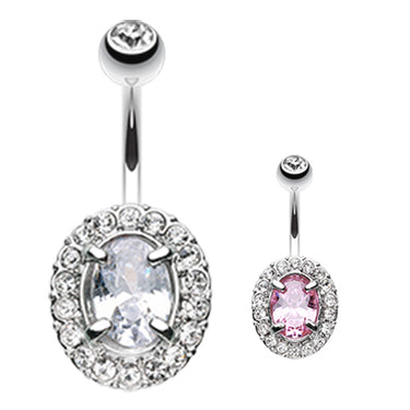 The La De Da Gem Bar - Fixed (non-dangle) Belly Bar. Navel Rings Australia.