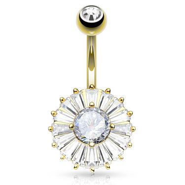 Venezia Belly Ring with Gold Plating - Fixed (non-dangle) Belly Bar. Navel Rings Australia.