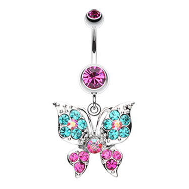 Glitterati Butterfly Belly Bar - Dangling Belly Ring. Navel Rings Australia.