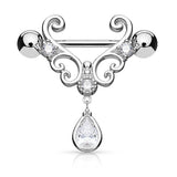Magdalena's Filigree Teardrop Nipple Barbell - Nipple Ring. Navel Rings Australia.