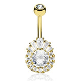 Gold Romanian Empire Belly Bar - Fixed (non-dangle) Belly Bar. Navel Rings Australia.