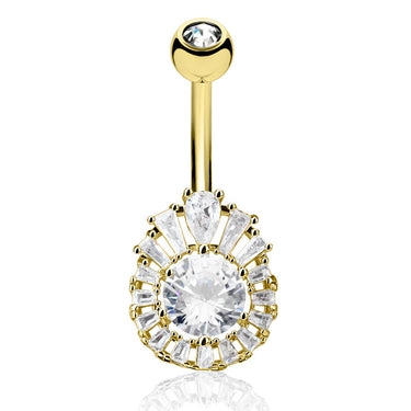 Gold Romanian Empire Belly Bar - Fixed (non-dangle) Belly Bar. Navel Rings Australia.
