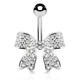 Motley™ Festiva Bow Belly Bar - Fixed (non-dangle) Belly Bar. Navel Rings Australia.