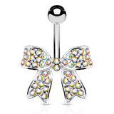 Motley™ Festiva Bow Belly Bar - Fixed (non-dangle) Belly Bar. Navel Rings Australia.