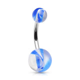 Colour Blow Out Acrylic Belly Bar - Basic Curved Barbell. Navel Rings Australia.
