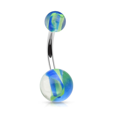 Colour Blow Out Acrylic Belly Bar - Basic Curved Barbell. Navel Rings Australia.
