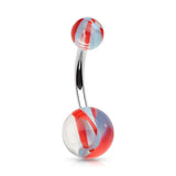 Colour Blow Out Acrylic Belly Bar - Basic Curved Barbell. Navel Rings Australia.