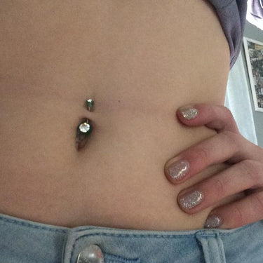 Glitter Gem Ball Belly Rings - Basic Curved Barbell. Navel Rings Australia.