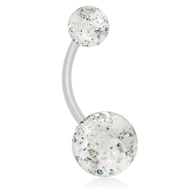 Glimmer with GLITTER UltraComfort Belly Bar - Basic Curved Barbell. Navel Rings Australia.
