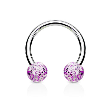 Glitter Acrylic Horseshoe Body Jewellery - Circular Barbell / Horse Shoe. Navel Rings Australia.