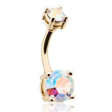 Golden Heritage Aurora Gem Belly bar - Fixed (non-dangle) Belly Bar. Navel Rings Australia.