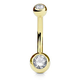 Petite Ball Classique Belly Bar with Gold Plating - Basic Curved Barbell. Navel Rings Australia.