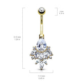 Razzle Dazzle Belly Ring in 14K Yellow Gold - Fixed (non-dangle) Belly Bar. Navel Rings Australia.