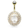 Dramatic Diamante Belly Ring with Gold Plating