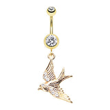 Golden Tweet Tweet Belly Dangle - Dangling Belly Ring. Navel Rings Australia.