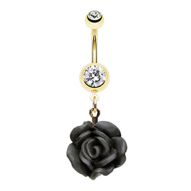 Kissed by a Rose Belly Dangle - Dangling Belly Ring. Navel Rings Australia.