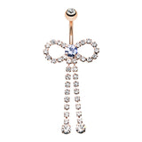 The Edinburgh Party Bow Belly Ring in Rose Gold - Dangling Belly Ring. Navel Rings Australia.