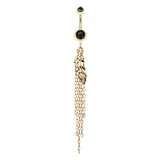Chain Leaf Belly Dangle - Dangling Belly Ring. Navel Rings Australia.