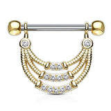 Seductive Temptress Chain Nipple Bar with Gold Plating - Nipple Ring. Navel Rings Australia.