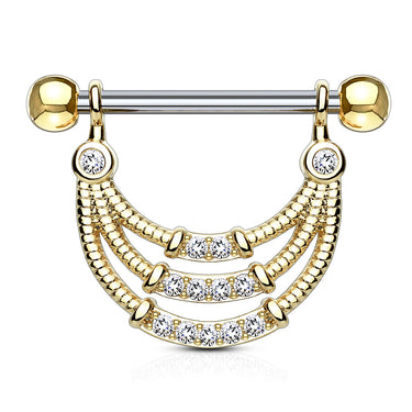 Seductive Temptress Chain Nipple Bar with Gold Plating - Nipple Ring. Navel Rings Australia.